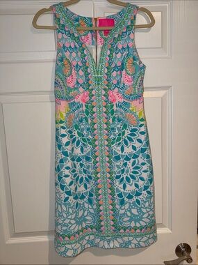 Lilly Pulitzer Sleeveless Shift Dress in Teal, Pink, Green, White